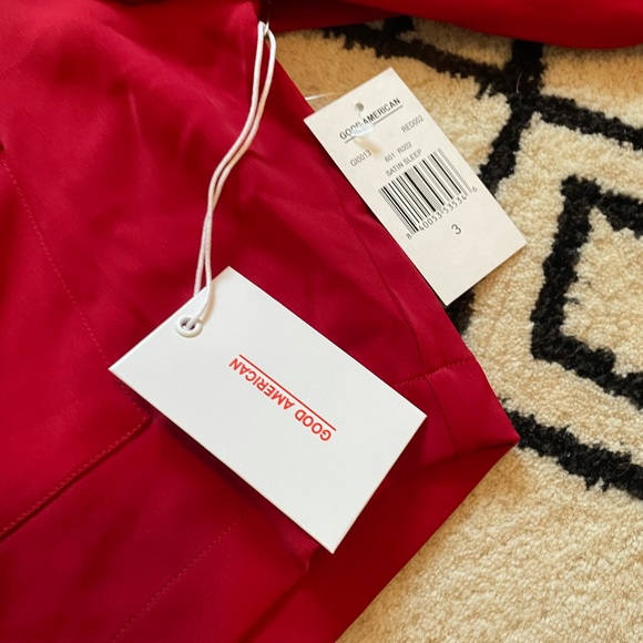 NWT Good American Red Cheetah Satin Pajama Set Crop Shirt Size 3 - Picture 11 of 13